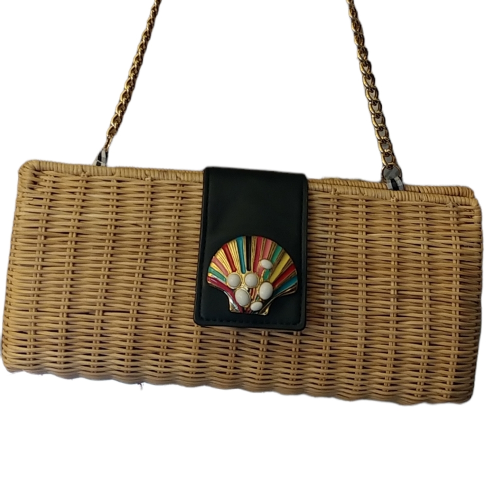 Talbots Wicker Seashell Convertible Clutch Handbag - image 1